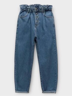 Zara Women’s Relaxed Paperbag Waist Blue Jeans